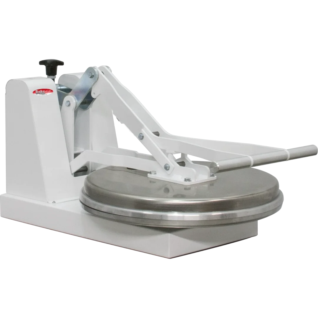 BakeMax BMDM18NH Commercial Countertop White Powder Coated Manual Clamshell Meat Press with Aluminum Platens for Low or Medium Production Volumes Left Side Front Closed Main Product Image with Background Removed