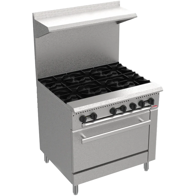 BakeMax America BAS36O Commercial Floor Model 36 Inch Wide 6 Burner Gas Range With Bakery Oven Main Product Picture