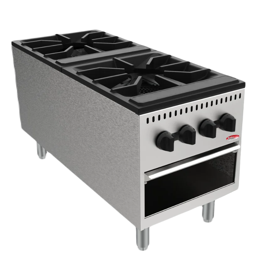 BakeMax America BASPS002 Countertop Commercial Two Burner Manual Gas Stock Pot Main Product Image