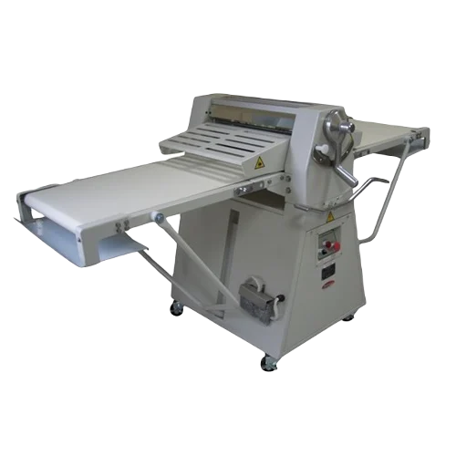 BakeMax BMFRS01 Heavy Duty Floor Model Electric 17 Inch Wide Reversible Dough Sheeter With Sides Down