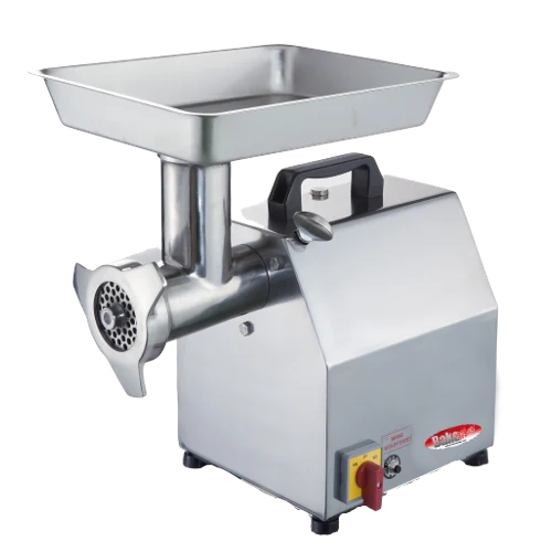 BakeMax BMMG001 Heavy Duty Countertop Electric #12 Hub Meat Grinder 485lbs Per Hour Main Product Picture with View of Controls and Overload Reset Button With Background Removed