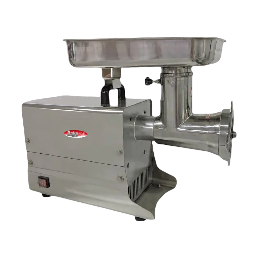 BakeMax Titan Series BMMG005 Countertop Electric Heavy Duty 2HP 1100lbs. Meat Grinder Left Side View with Background Removed
